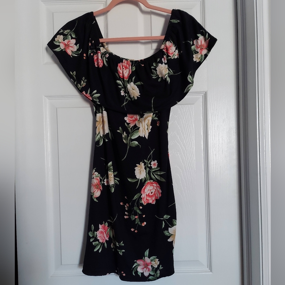 Iris floral off the shoulder dress